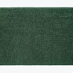 Tapete de Banho Verde Escuro com Bolas de Chenille - Microfibra Super Macia e Antiderrapante