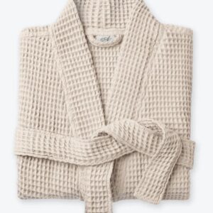 Roupão de linho unissexo para spa com textura waffle