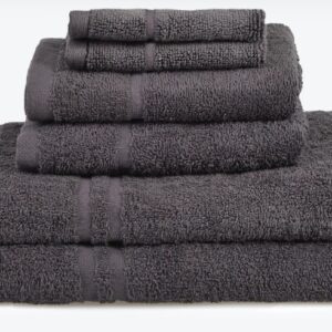Conjunto de toalhas em algodão Hotel Essentials, cor carvão, com 6 peças.