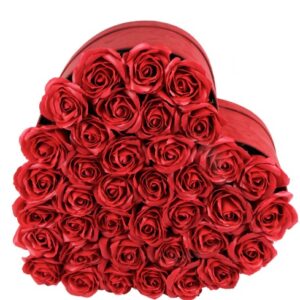 Ramo de Sabonetes de Rosas Vermelhas em Cesta em forma de Coração