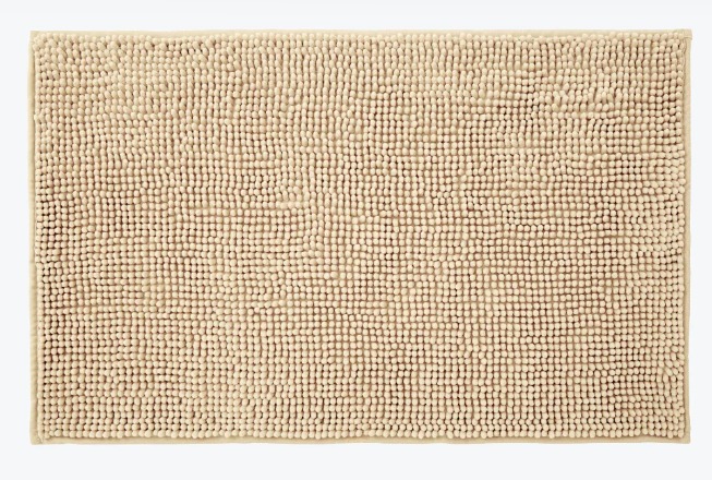 Tapete de Banho com Bolas de Chenille na Cor Pedra - Microfibra Super Macia e Antiderrapante