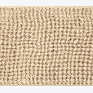 Tapete de Banho com Bolas de Chenille na Cor Pedra - Microfibra Super Macia e Antiderrapante
