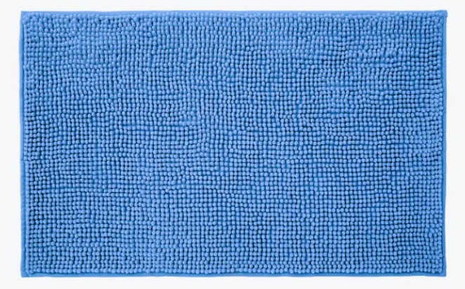 Tapete de Banho Lupin Azul Chenille com Bolas - Microfibra Super Macia e Antiderrapante