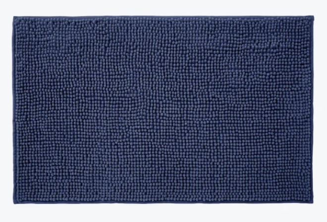 Tapete de Banho Azul Marinho com Bolas de Chenille - Microfibra Super Macia e Antiderrapante