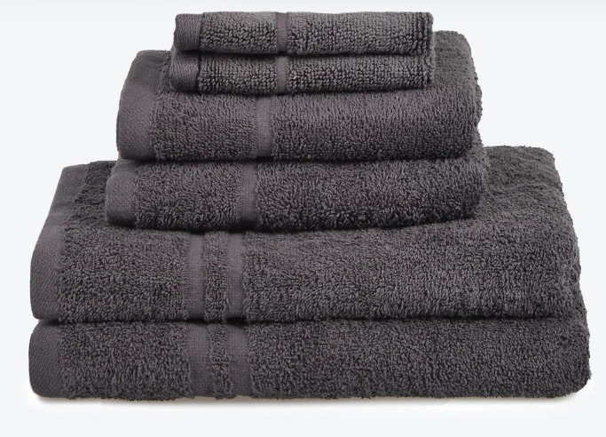 Conjunto de toalhas em algodão Hotel Essentials, cor carvão, com 6 peças.